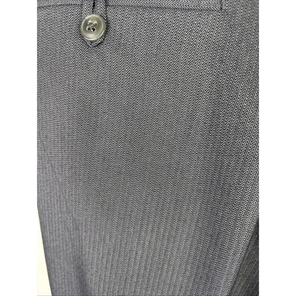 Travel Smart Mens Classic‎ Fit Dress Pants 36/ 30 Grey Herringbone Stretch